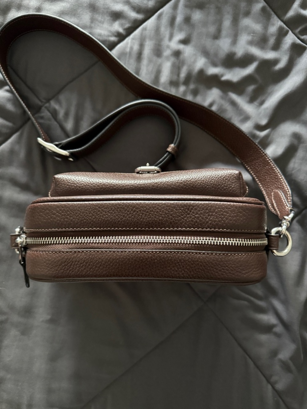 Men's Coach Warner Crossbody Brown Pebbled Leather Bag - Picture 5 of 5